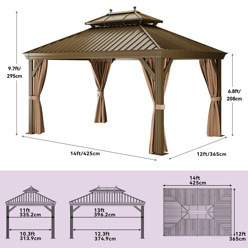 Aluminium Patio Gazebo, 14' x 12'