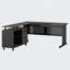 63" L-Shaped Executive Desk With File Cabinet, Drawers & Shelves, Corner Office Workstation