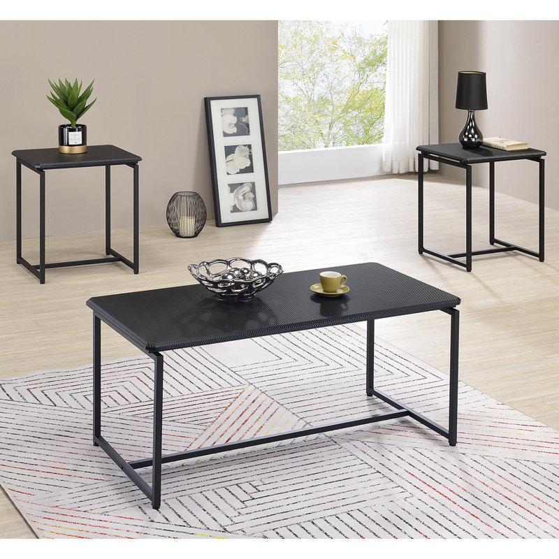 Ensemble de tables basses 3 pièces Raff, Noir