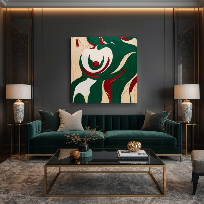 Abstrait art figuratif sur toile vert 78, H 8 po x l 8 po