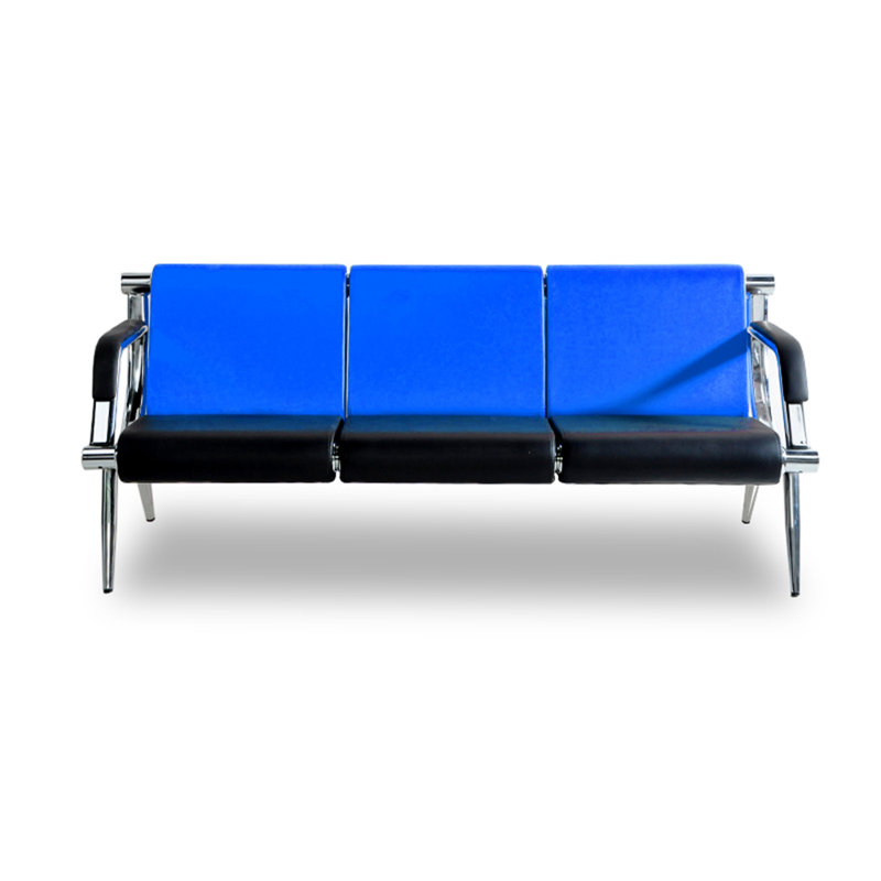 Reception Sofa with Metal Frame, Blue/Black