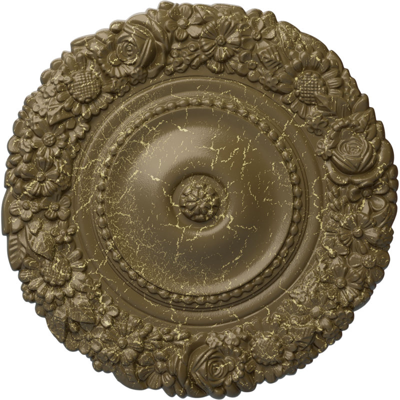 Médaillon de plafond de 21 po x 2 po P de Marseille (convient aux auvents jusqu'à 7 3/8 po), Boue Mississippi craquelée