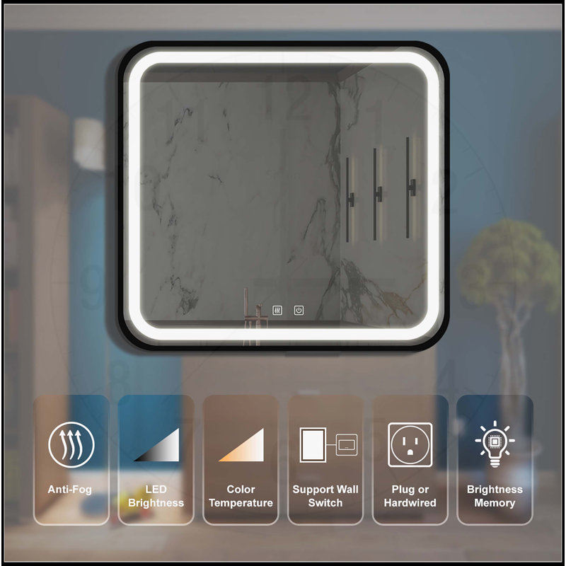 Miroir de salle de bain avec éclairage réglable et fonction antibuée