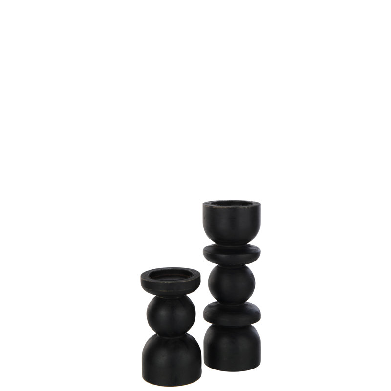 2 Piece Wood Candlestick Set