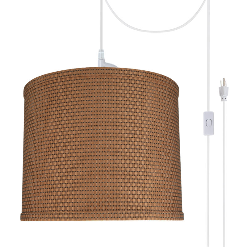 Luminaire suspendu tambour simple à 1 lumière Bosworth, Bleu délavé, H 10 po x l 12 po x P 12 po