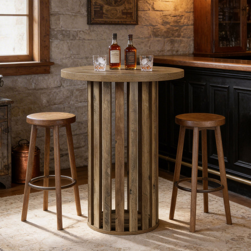 Table bistro ronde 37,4 po pour bistro, salle à manger, fête, cocktail, salon, petit espace, brun rustique