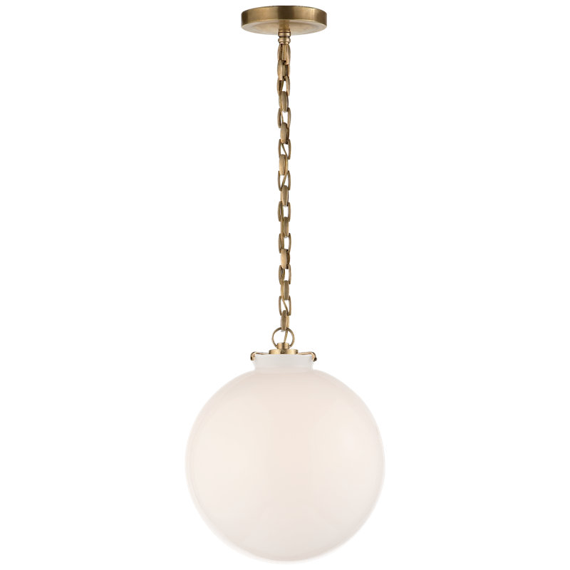 Thomas O'Brien Katie Globe Pendant, Antique Brass, White