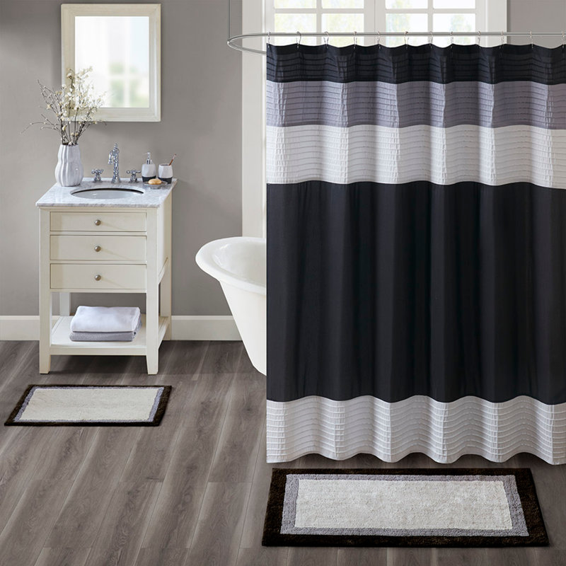 Tapis de bain doux et absorbant en coton touffeté, Noir, 20 po x 30 po