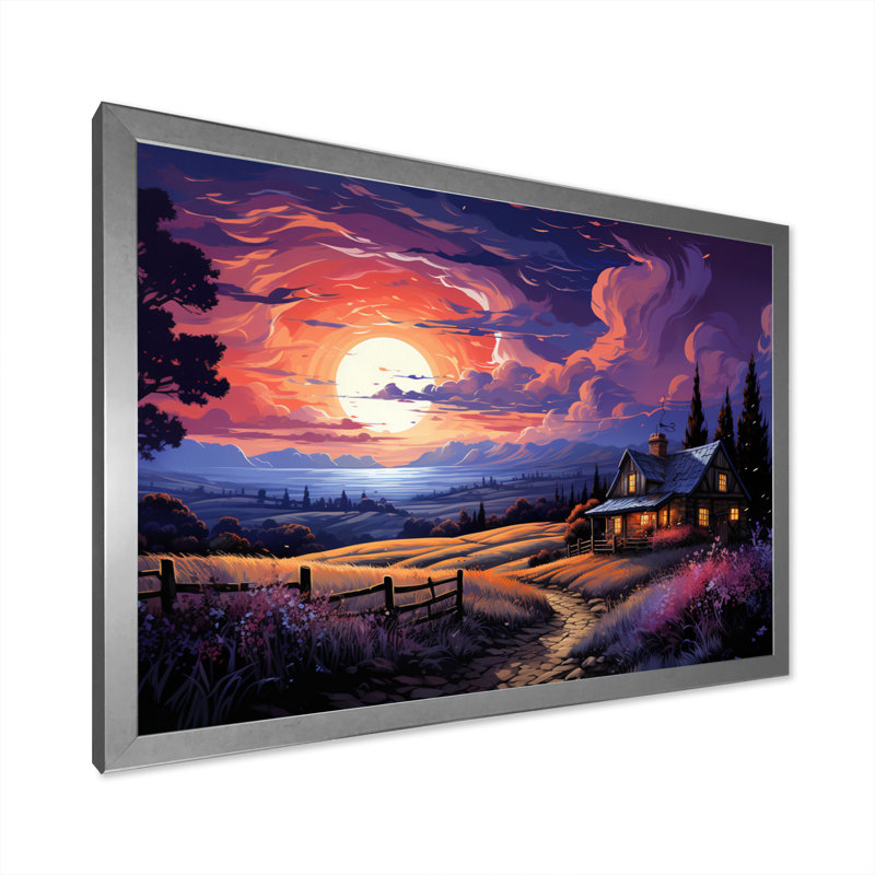 «Old Purple Farm House III», reproduction sur toile, H 34 po x l 44 po x P 1,5 po, Cadre photo argenté