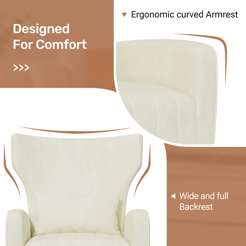 Velvet Accent Chair, Beige