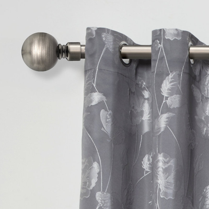 Abe Riegelsville Ball Extendable Eyelet Curtain Pole and Hardware Set, 1.6 - 3m, Black Silk