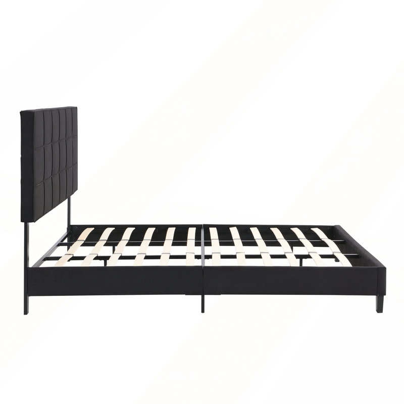 Très grande base de lit tapissier avec tête de lit en lin