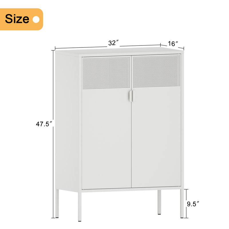 Lashondra 32'' Wide 2 - Shelf Storage Cabinet, White