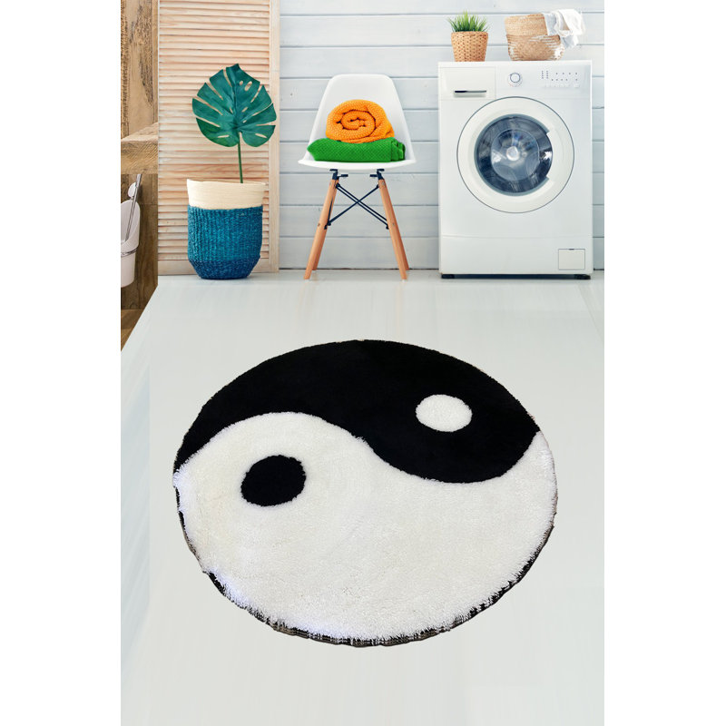 Alon Plastic / Acrylic Non-Slip Bath Mat, Black/White