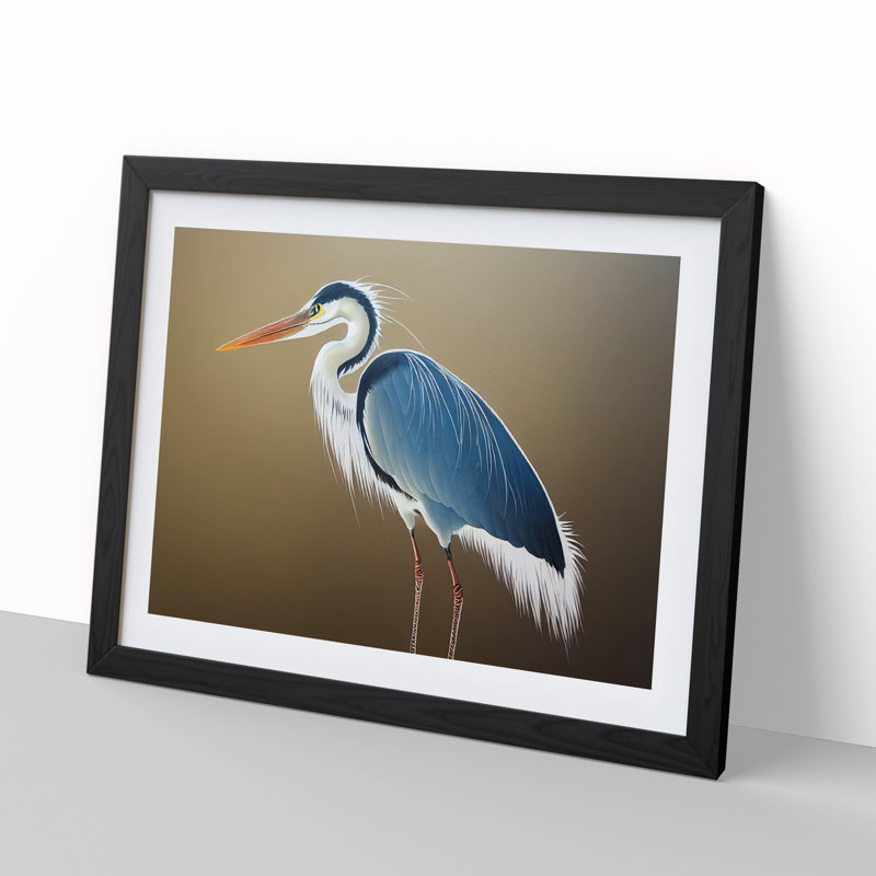 Unbeatable Heron Bird - Framed Print, Black Framed, 25cm H x 34cm W x 2cm D
