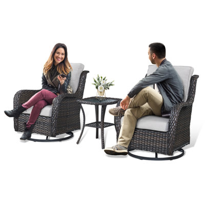 Ensemble de chaises berçantes et pivotantes 360 degrés Mickala