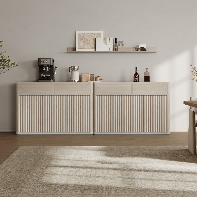 Buffet avec rangement à hauteur réglable de 34,6 po Cesiro, Aulne blanc, 1