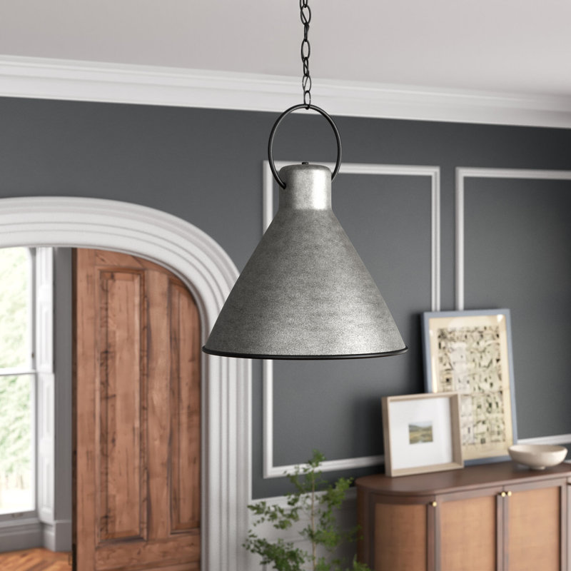 Dax 1 - Light Black Single Pendant, 21.5" H x 18" W x 18" D, Rustic Pewter