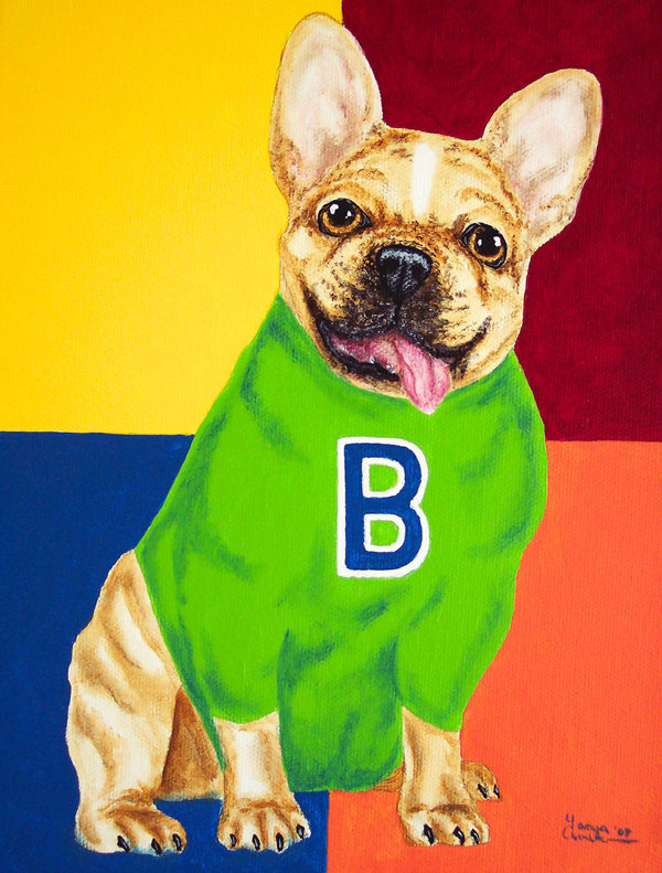 Drapeau de jardin french bouledogue go team, H 28 po x l 40 po