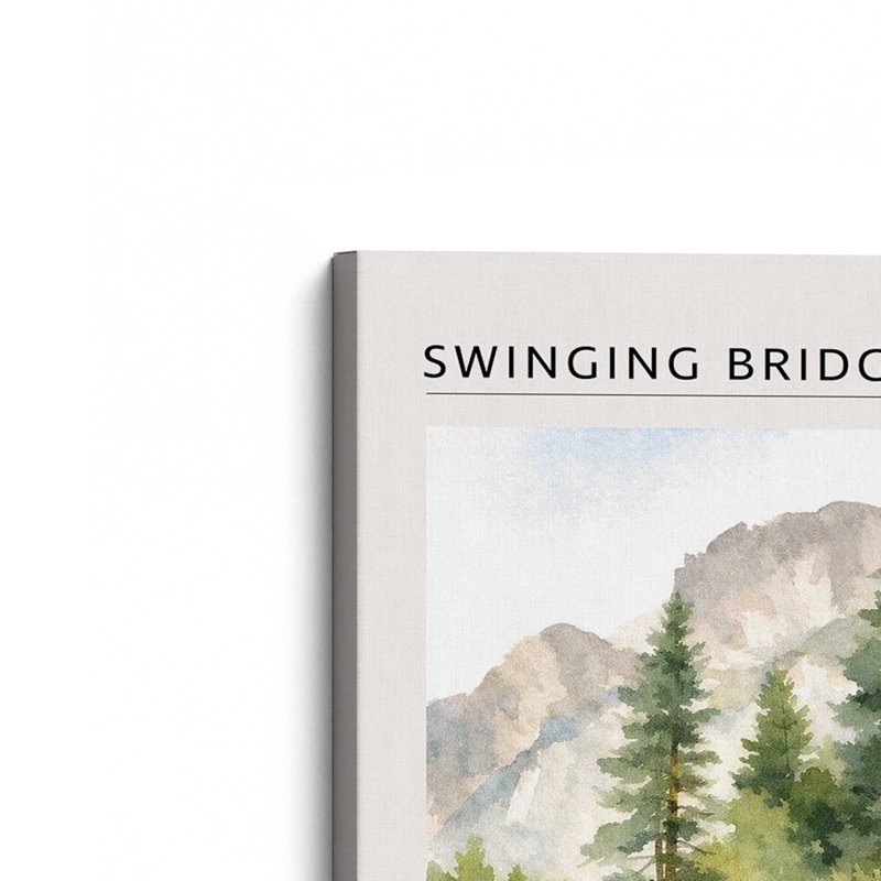 «Swinging Bridge, Yosemite», reproduction d'art sur toile, 32 po x 48 po, Toile tendue