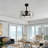 20 Inch Small Caged Ceiling Fan With Light And Remote Control,6 Speed Reversible Bladeless Fan Light Fixture For Farmhouse Kitchen Bedroom, Matte Black