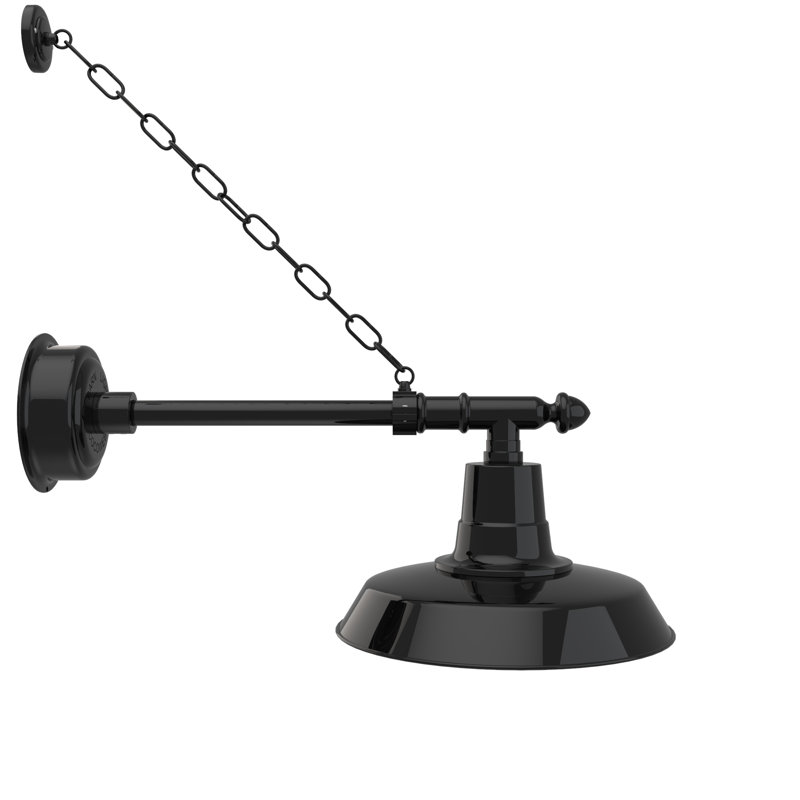 Luminaire de grange d'extérieur Oldage, H 10 po x l 14 po x P 28 po, Noir