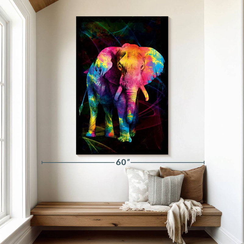 Couleurs d'éléphant d'Afrique Brampt, H 51 po x l 34 po