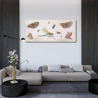 "Insectes, papillons et libellule" par Jan Van Kessel The Elder - Art sur toile tendue avec châssis
