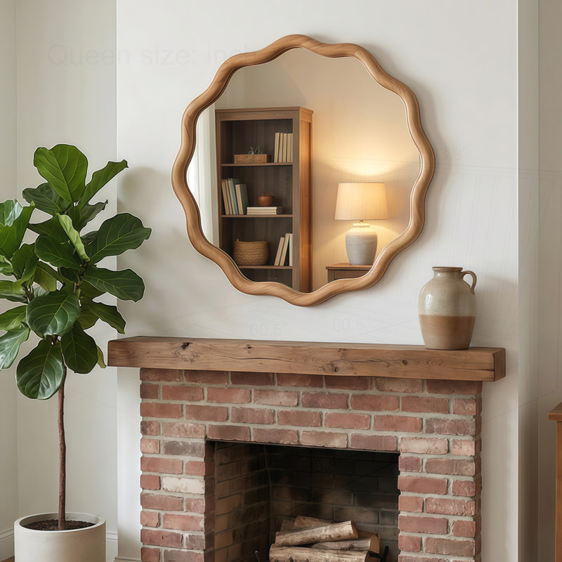 Miroir décoratif rond 24 pouces, Chêne