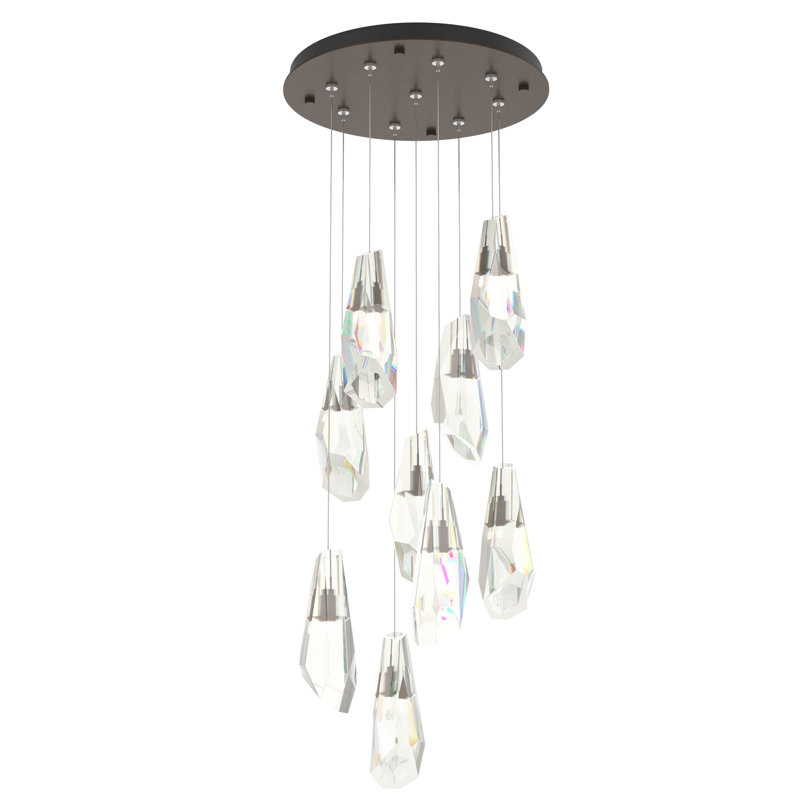 Luminaire suspendu en cristal 9 lumières Luma, Bronze, Standard: 16 po à 80 po