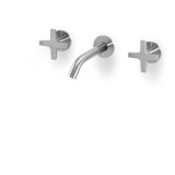 Acquaco Linki Quattro Wall Mount Three-Hole Two Handle Bathroom Lavatory Faucet with 3-1/2'' Spout Reach
