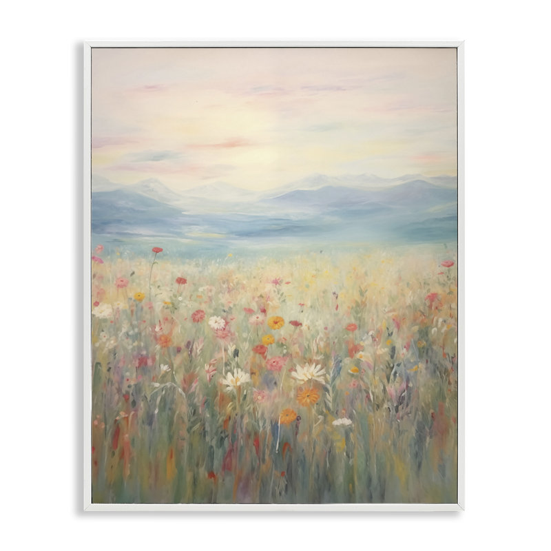 Art printanier de prairie de montagne printanière par Arlington Prints, H 30 po x l 24 po, Giclée encadrée blanc bord de mer
