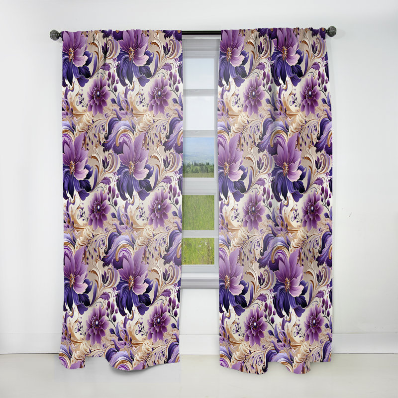 Paisley persan mauve lavande - Rideau floral - Rideau floral obscurcissant - 1 panneau, L 52 po x L 120 po