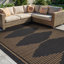 Tapis intérieur / extérieur tissé à motif géométrique gris foncé / naturel de style jute facile d'entretien-57729000-60093672