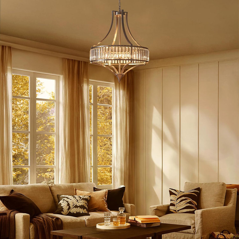 Lustre en cristal moderne avec hauteur réglable, luminaire en nickel brossé à 6 lumières pour la salle à manger, la cuisine, la chambre à coucher, le couloir et le vestibule