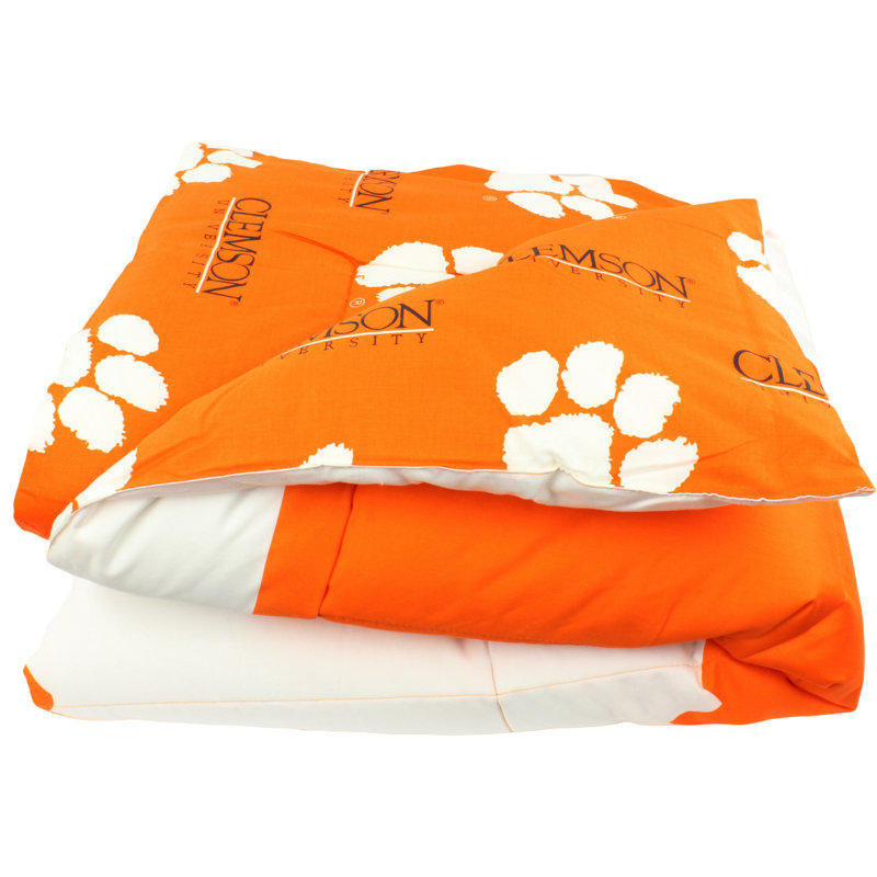 NCAA Sateen Comforter, Queen Comforter + 2 Standard Shams, Clemson