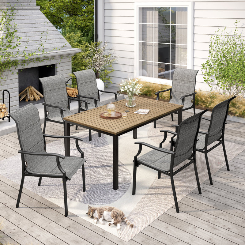 Ensemble de salle à manger pour 6 personnes en métal avec table rectangulaire