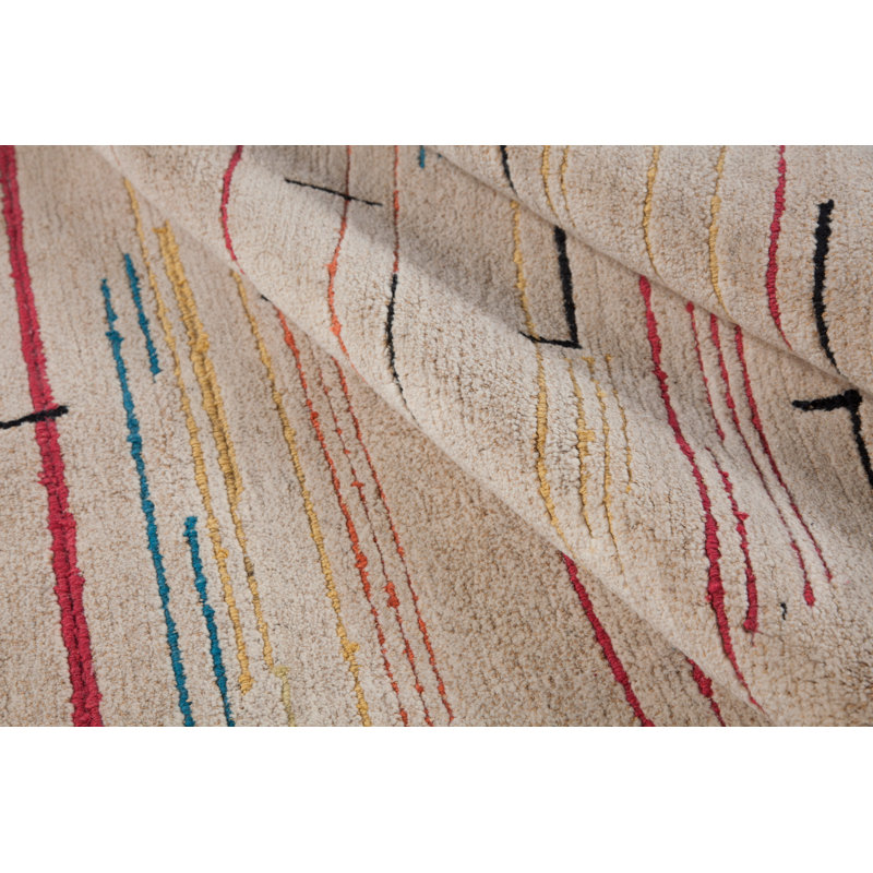 Fragment Hand Knotted Wool Striped Area Rug, Rectangle 3' x 5'