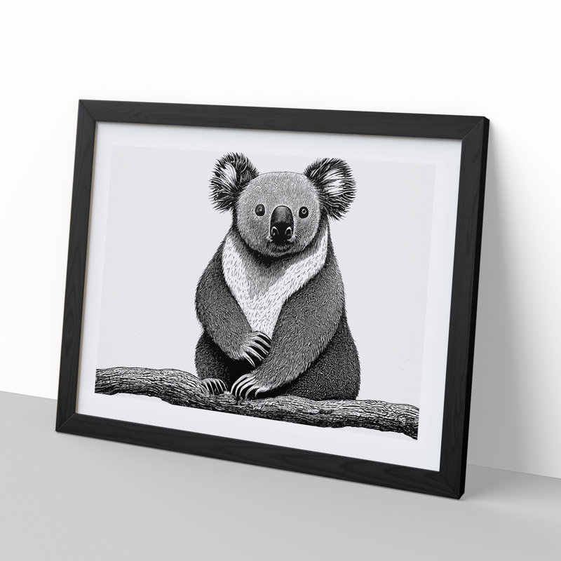 Sitting Koala Bear - Framed Print, Black