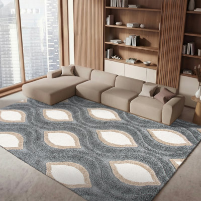 Tapis gris / ivoire à tissage mécanique Altizer