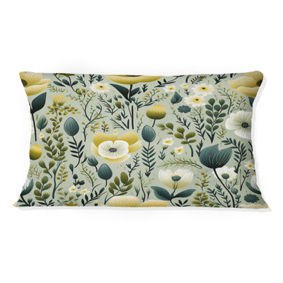 Tranquil Green And White Garden Blooms - Floral Printed Pillow