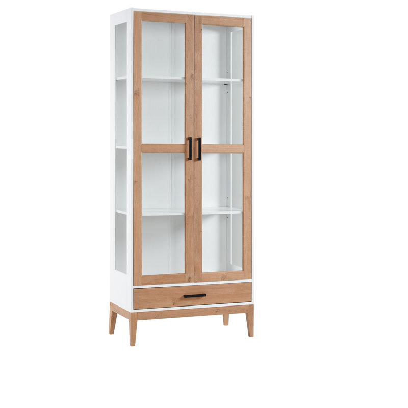 Armoire Amarillas avec portes en verre, Blanc