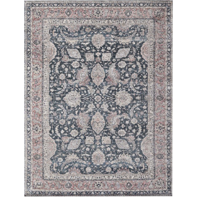Hand Knotted Wool Area Rug in Dark Green And Rust