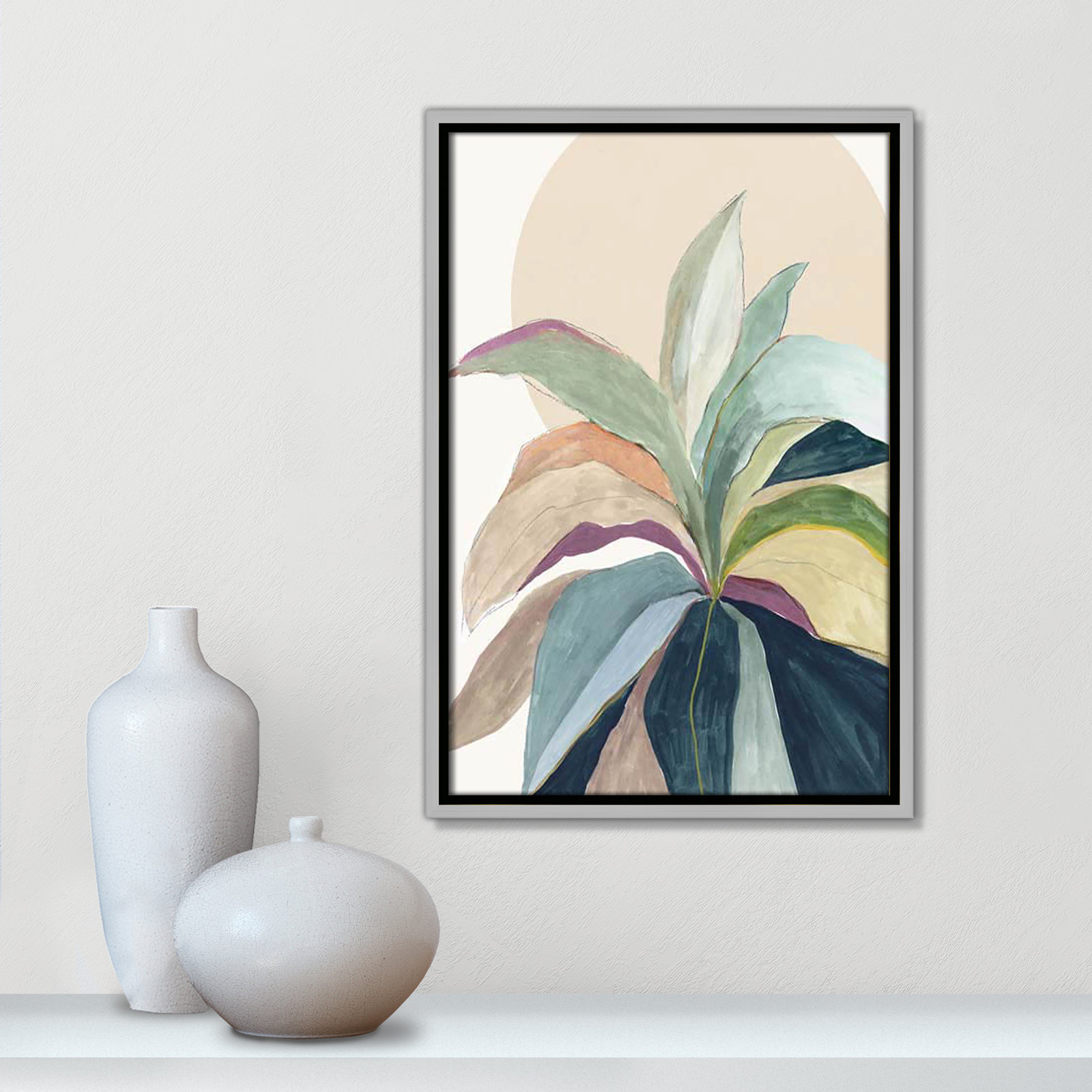 Sherbrooke Sunny Bright Leaves II by Asia Jensen Print, No Mat, 19.5" H x 13.5" W x 2" D, Silver Floater Framed