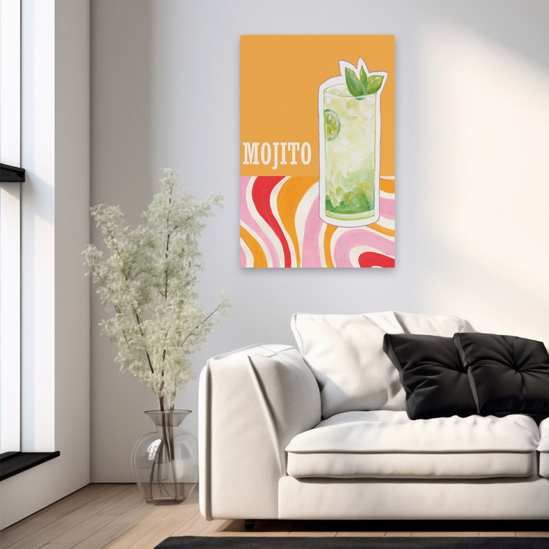 Mojito - art cocktail cocktail 60 s 70 s, H 36 po x l 24 po