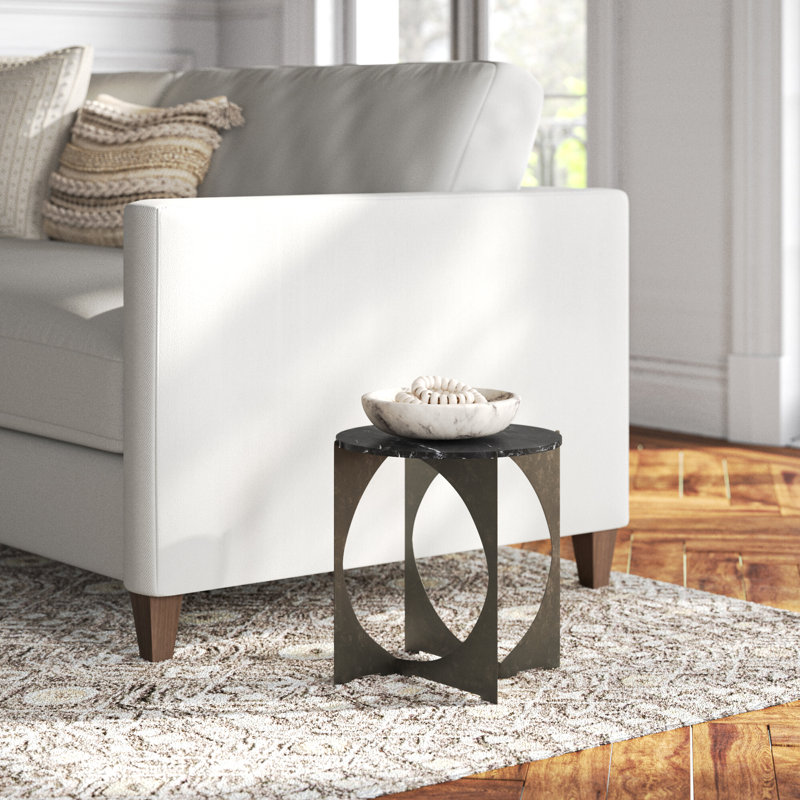 Giles Marble Top End Table, White