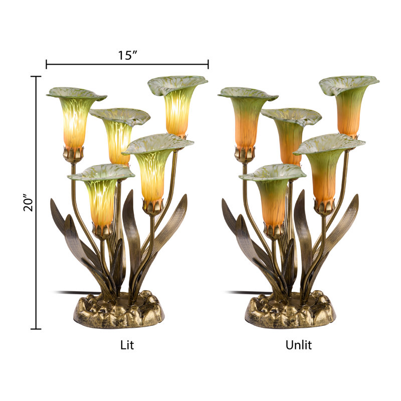 20"H Hand Blown Glass 5 Calla Lily Uplight Accent Lamp - , Green
