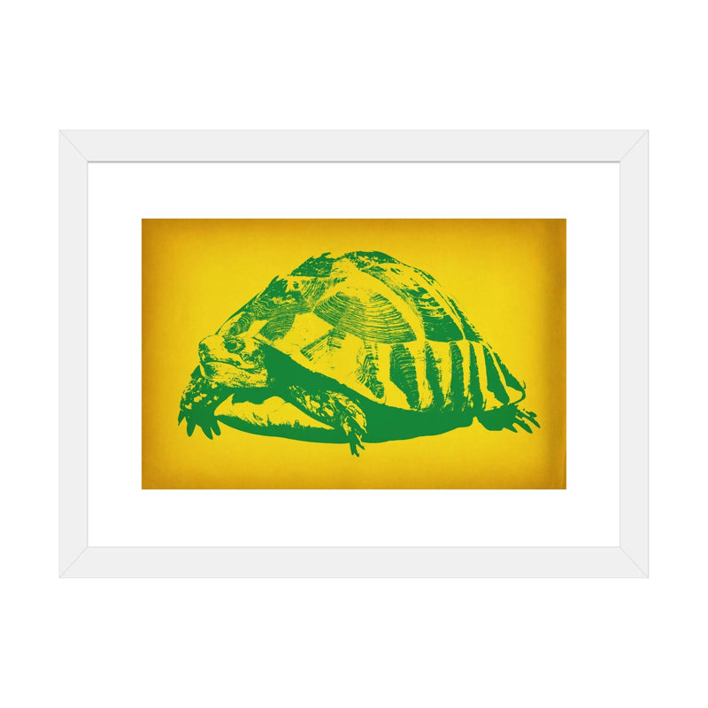 Tortue verte - impression sur toile, H 24 po x l 32 po x P 1 po, Blanc, Papier encadré blanc