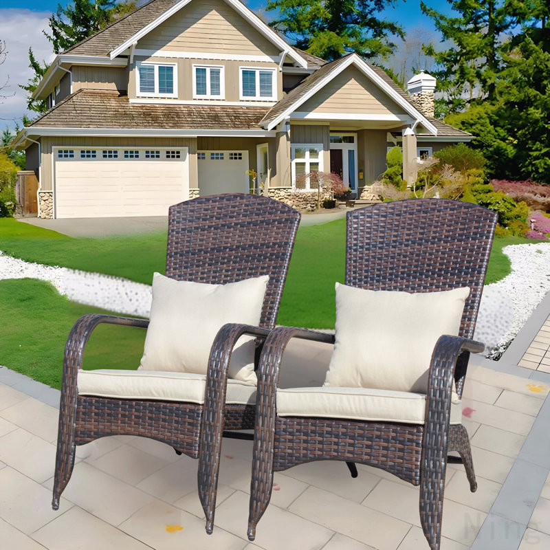 Chaise de patio avec coussins (coussin beige)