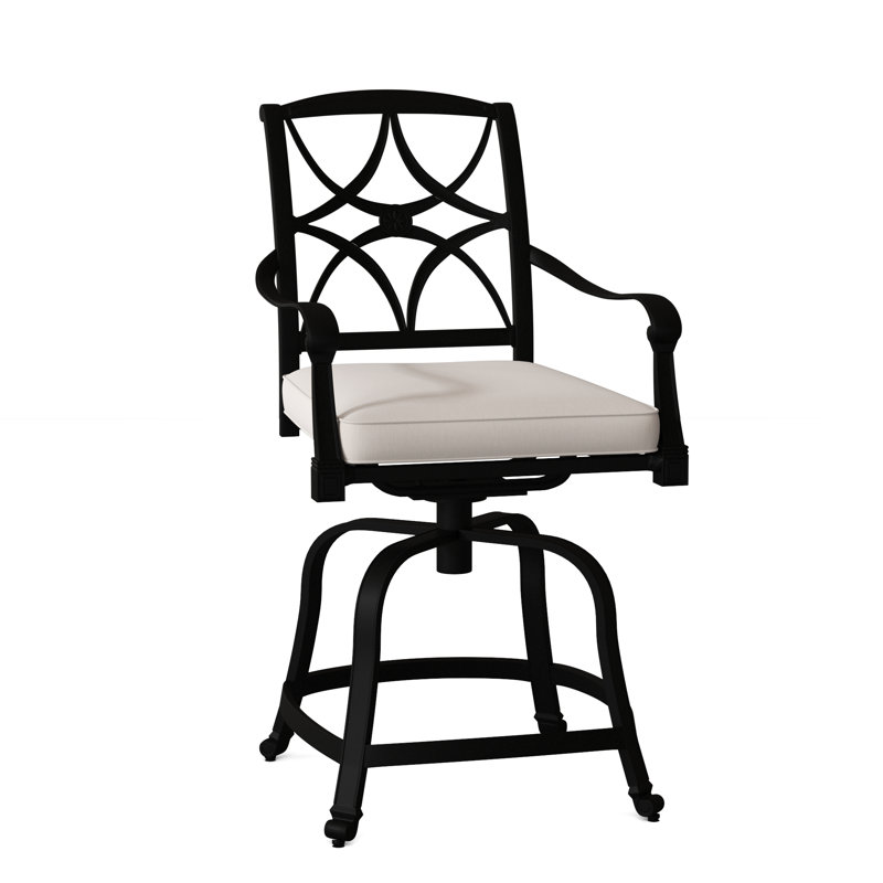 Wiltshire Outdoor Swivel Bar Stool, Canvas Bird's Eye Sunbrella® Canvas, Chestnut Brown, 26.5"